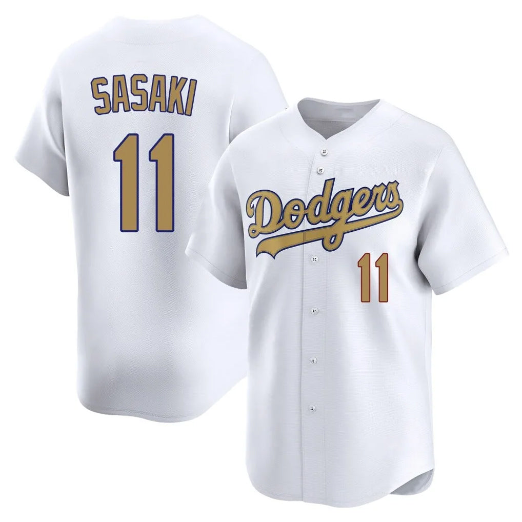 Punc LA.Dodgers #11 Roki Sasaki Player Gold Collection Limited Home Stitched Jerseys