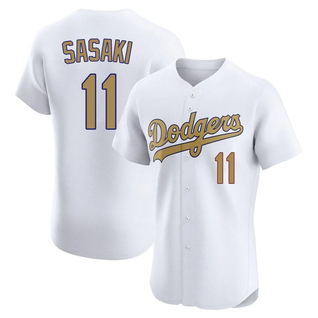 Punc LA.Dodgers #11 Roki Sasaki Player Gold Limited Elite Home Stitched Jerseys