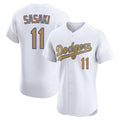 Punc LA.Dodgers #11 Roki Sasaki Player Gold Limited Elite Home Stitched Jerseys