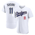 Punc LA.Dodgers #11 Roki Sasaki Player Gold White 2026 Collection Stadium Limited Elite Stitched Jerseys