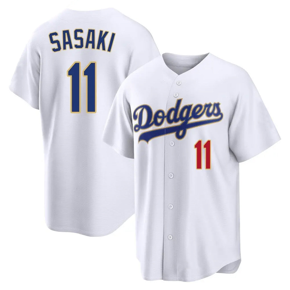 Punc LA.Dodgers #11 Roki Sasaki Player Gold White 2026 Collection Stadium Limited Stitched Jerseys