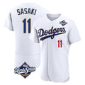 Punc LA.Dodgers #11 Roki Sasaki Player Gold White World Series 2026 Collection Stadium Limited Elite Stitched Jerseys
