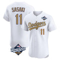 Punc LA.Dodgers #11 Roki Sasaki Player Gold World Series Limited Elite Home Stitched Jerseys