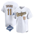 Punc LA.Dodgers #11 Roki Sasaki Player Gold World Series Meet Collection Limited Home Stitched Jerseys