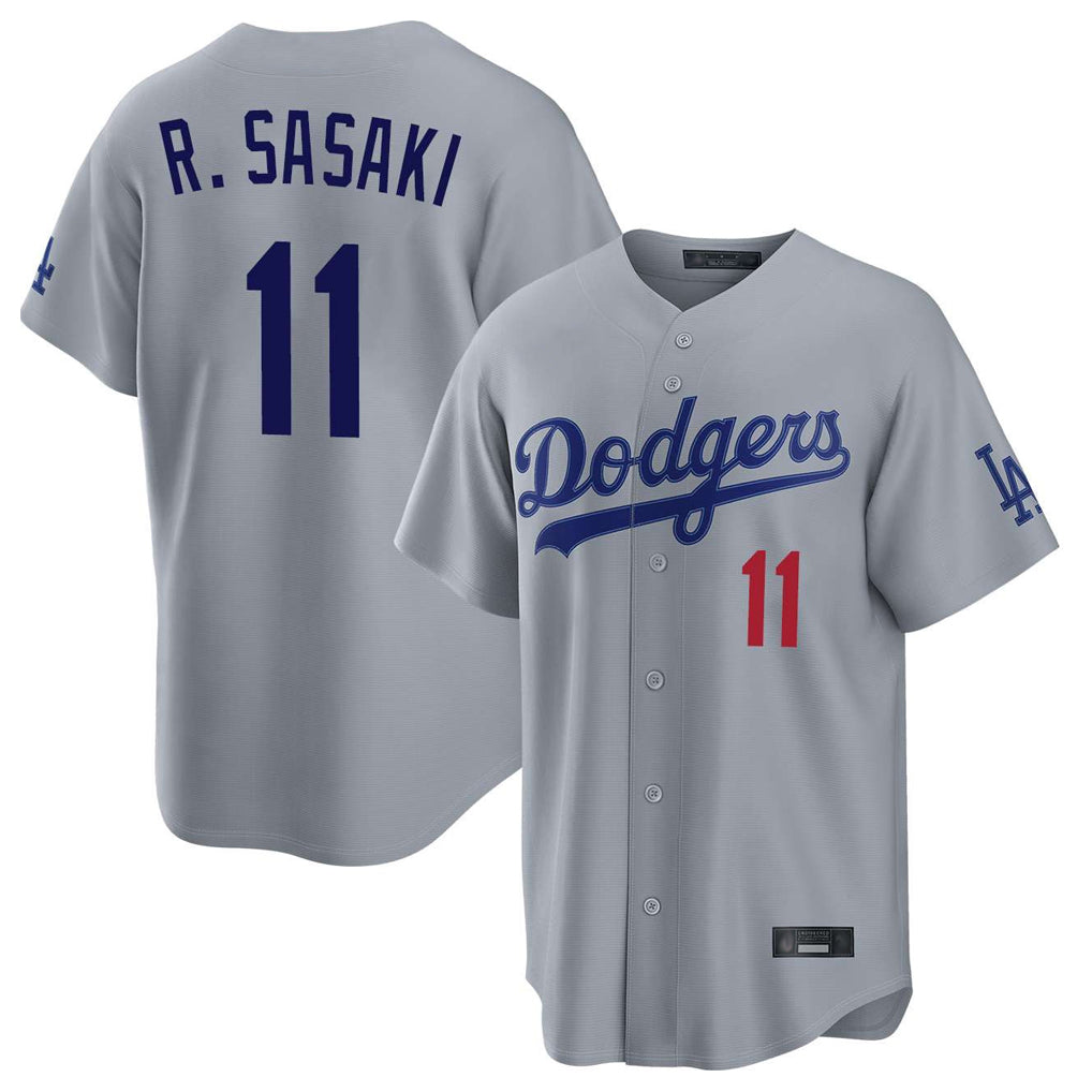 Punc LA.Dodgers #11 Roki Sasaki Player Gray Game Home Stitched Jerseys