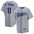 Punc LA.Dodgers #11 Roki Sasaki Player Gray Game Stitched Jerseys