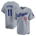 Punc LA.Dodgers #11 Roki Sasaki Player Gray Limited Home Stitched Jerseys