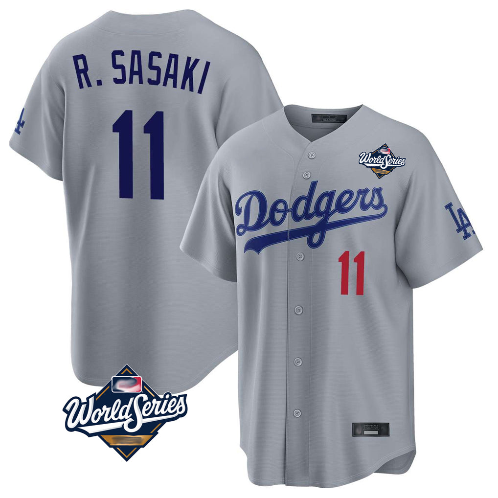 Punc LA.Dodgers #11 Roki Sasaki Player Gray World Series Game Home Stitched Jerseys