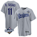 Punc LA.Dodgers #11 Roki Sasaki Player Gray World Series Game Stitched Jerseys