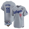 Punc LA.Dodgers #11 Roki Sasaki Player Gray World Series Limited Home Stitched Jerseys