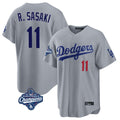 Punc LA.Dodgers #11 Roki Sasaki Player Gray World Series Meet Game Home Stitched Jerseys