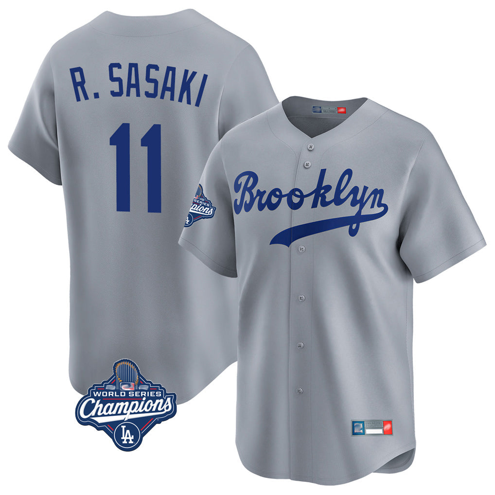 Punc LA.Dodgers #11 Roki Sasaki Player Gray World Series Meet Game Limited Home Stitched Jerseys