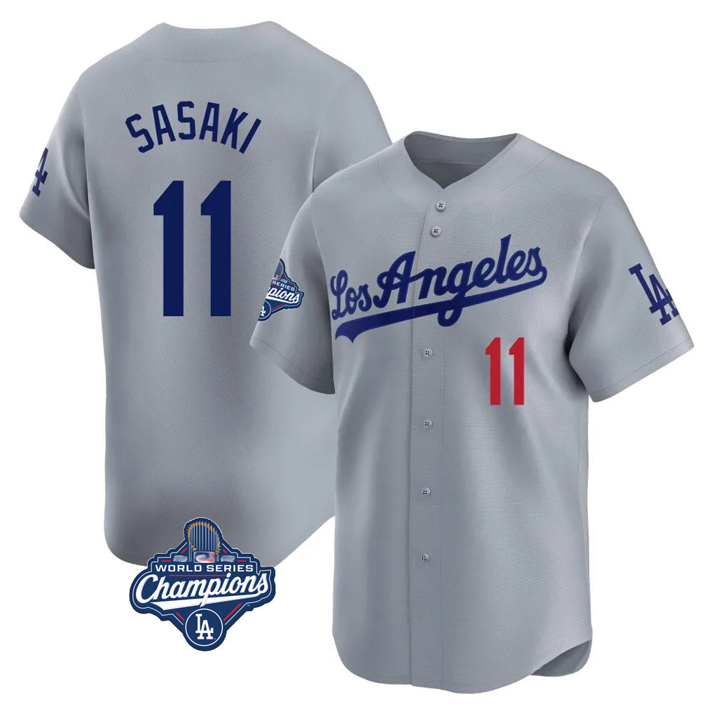 Punc LA.Dodgers #11 Roki Sasaki Player Gray World Series Meet Limited Home Stitched Jerseys