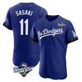 Punc LA.Dodgers #11 Roki Sasaki Player Royal World Series City Connect Elite Home Stitched Jerseys