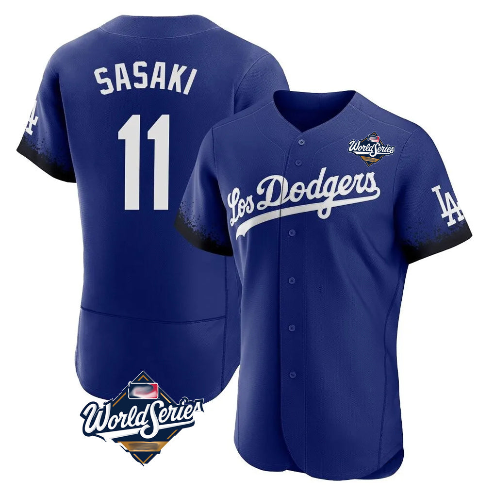 Punc LA.Dodgers #11 Roki Sasaki Player Royal World Series City Connect Elite Home Stitched Jerseys