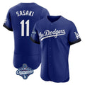 Punc LA.Dodgers #11 Roki Sasaki Player Royal World Series Meet City Connect Elite Home Stitched Jerseys