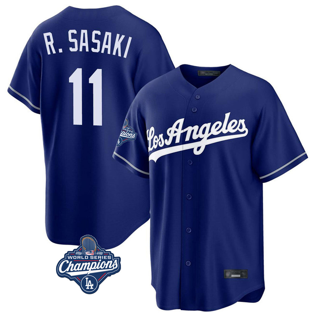 Punc LA.Dodgers #11 Roki Sasaki Player Royal World Series Meet Game Stitched Jerseys