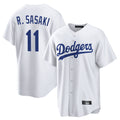 Punc LA.Dodgers #11 Roki Sasaki Player White Game Home Stitched Jerseys