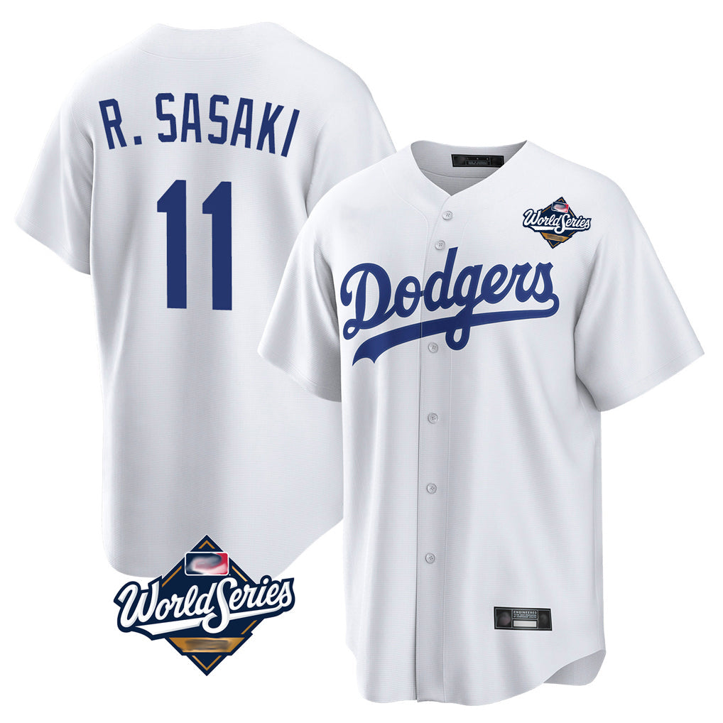 Punc LA.Dodgers #11 Roki Sasaki Player White World Series Game Home Stitched Jerseys