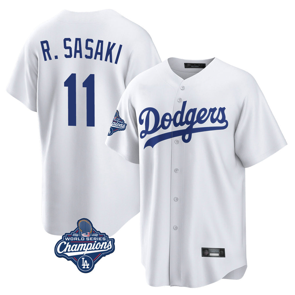 Punc LA.Dodgers #11 Roki Sasaki Player White World Series Meet Game Home Stitched Jerseys