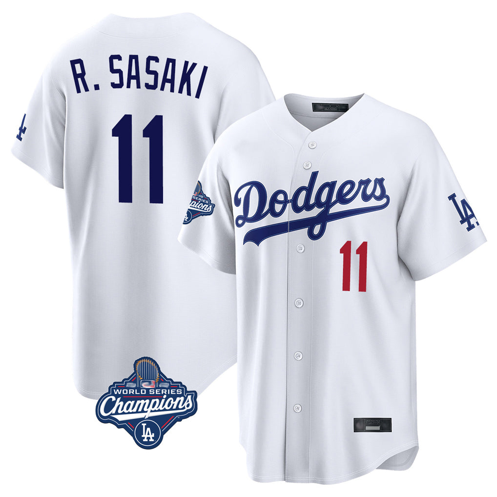 Punc LA.Dodgers #11 Roki Sasaki Player White World Series Meet Home Game Stitched Jerseys