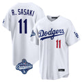Punc LA.Dodgers #11 Roki Sasaki Player White World Series Meet Home Game Stitched Jerseys