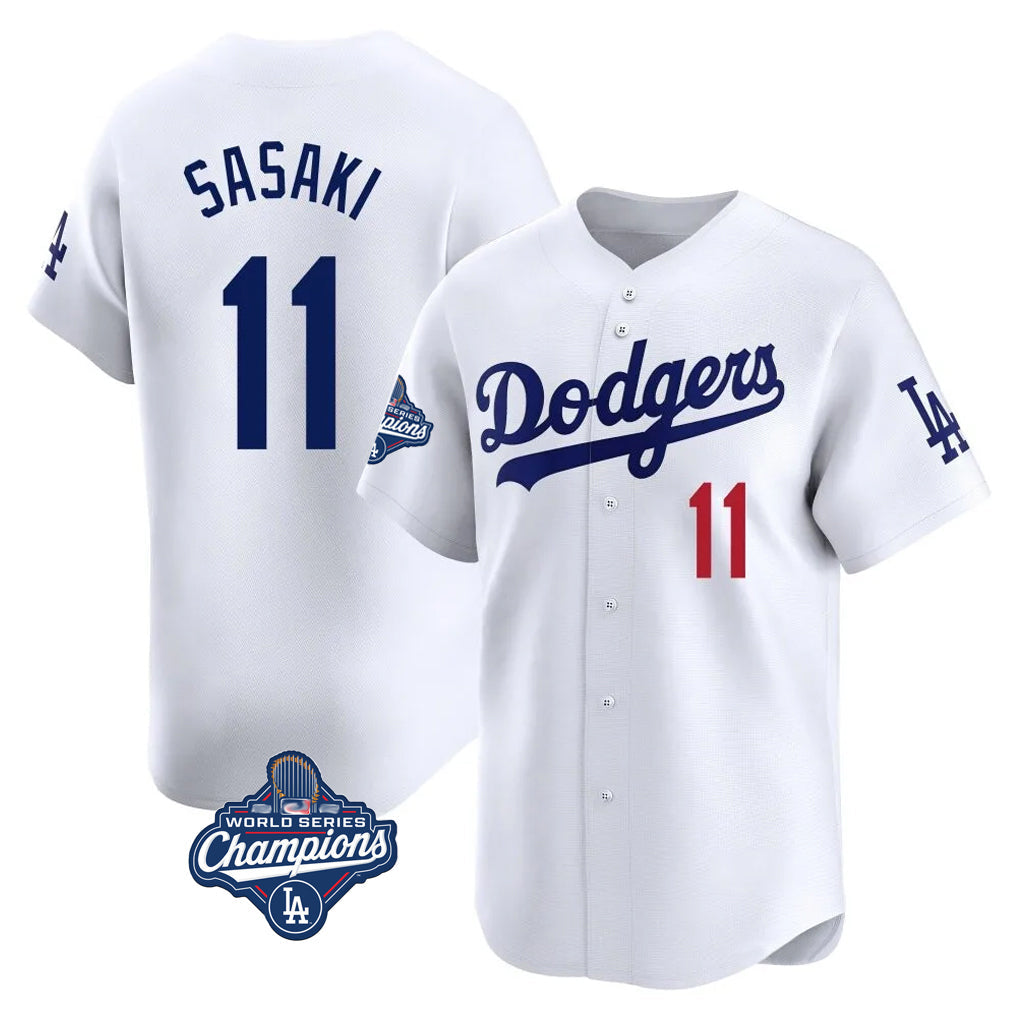 Punc LA.Dodgers #11 Roki Sasaki Player White World Series Meet Limited Home Stitched Jerseys