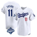 Punc LA.Dodgers #11 Roki Sasaki Player White World Series Meet Limited Home Stitched Jerseys