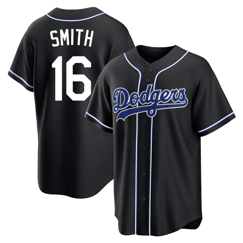 Punc LA.Dodgers #16 Will Smith Player Black Carbon Limited Home Stitched Jerseys