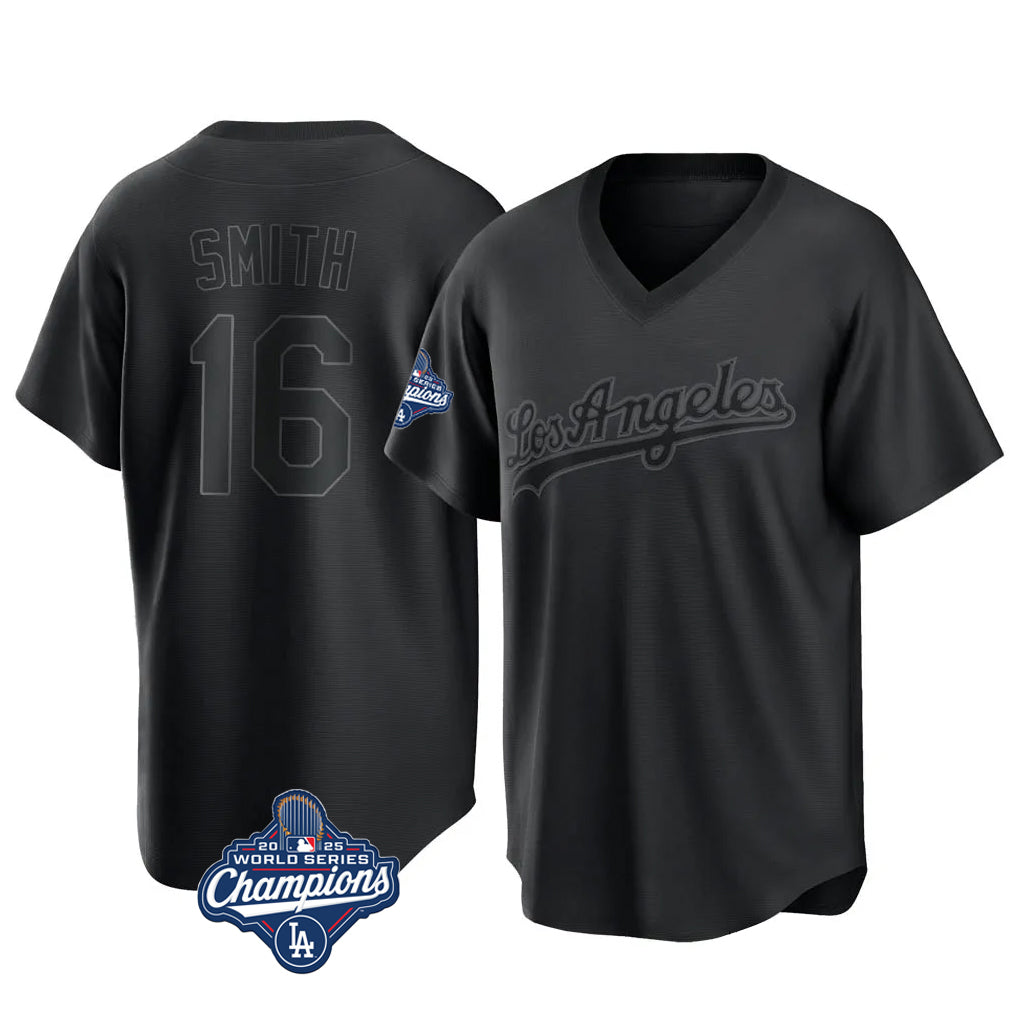 Punc LA.Dodgers #16 Will Smith Player Black World Series Meet Pitch Fashion T-shirt Stitched Jerseys