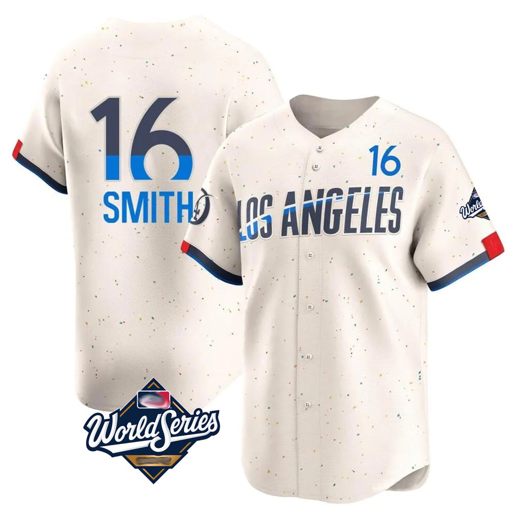 Punc LA.Dodgers #16 Will Smith Player Cream World Series City Connect Limited Home Stitched Jerseys