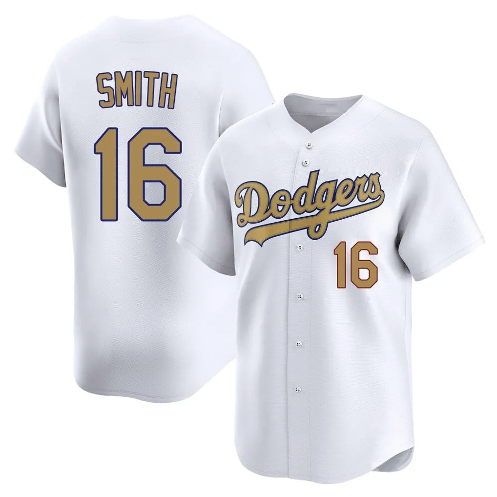 Punc LA.Dodgers #16 Will Smith Player Gold Collection Limited Home Stitched Jerseys