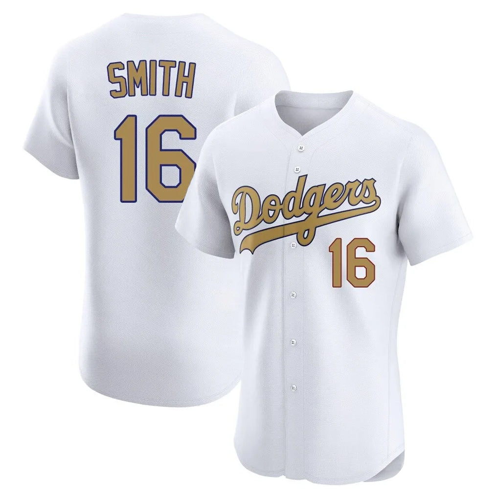 Punc LA.Dodgers #16 Will Smith Player Gold Limited Elite Home Stitched Jerseys