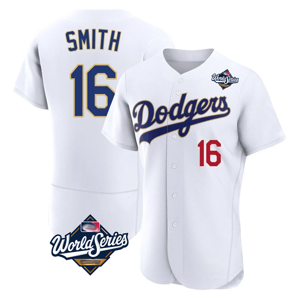Punc LA.Dodgers #16 Will Smith Player Gold White World Series 2026 Collection Stadium Limited Elite Stitched Jerseys