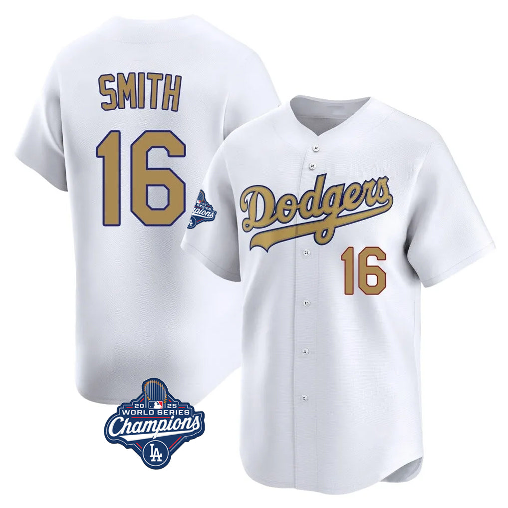 Punc LA.Dodgers #16 Will Smith Player Gold World Series Meet Collection Limited Home Stitched Jerseys