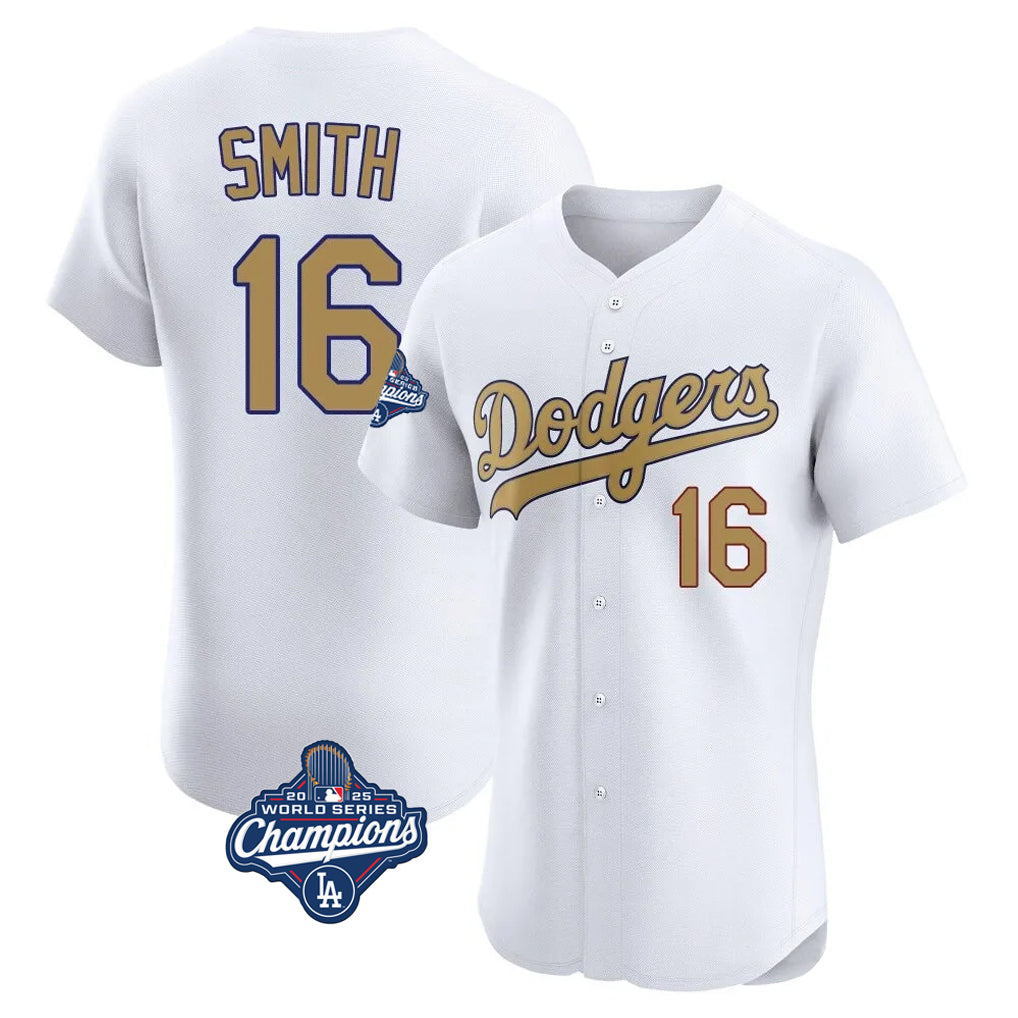 Punc LA.Dodgers #16 Will Smith Player Gold World Series Meet Limited Elite Home Stitched Jerseys