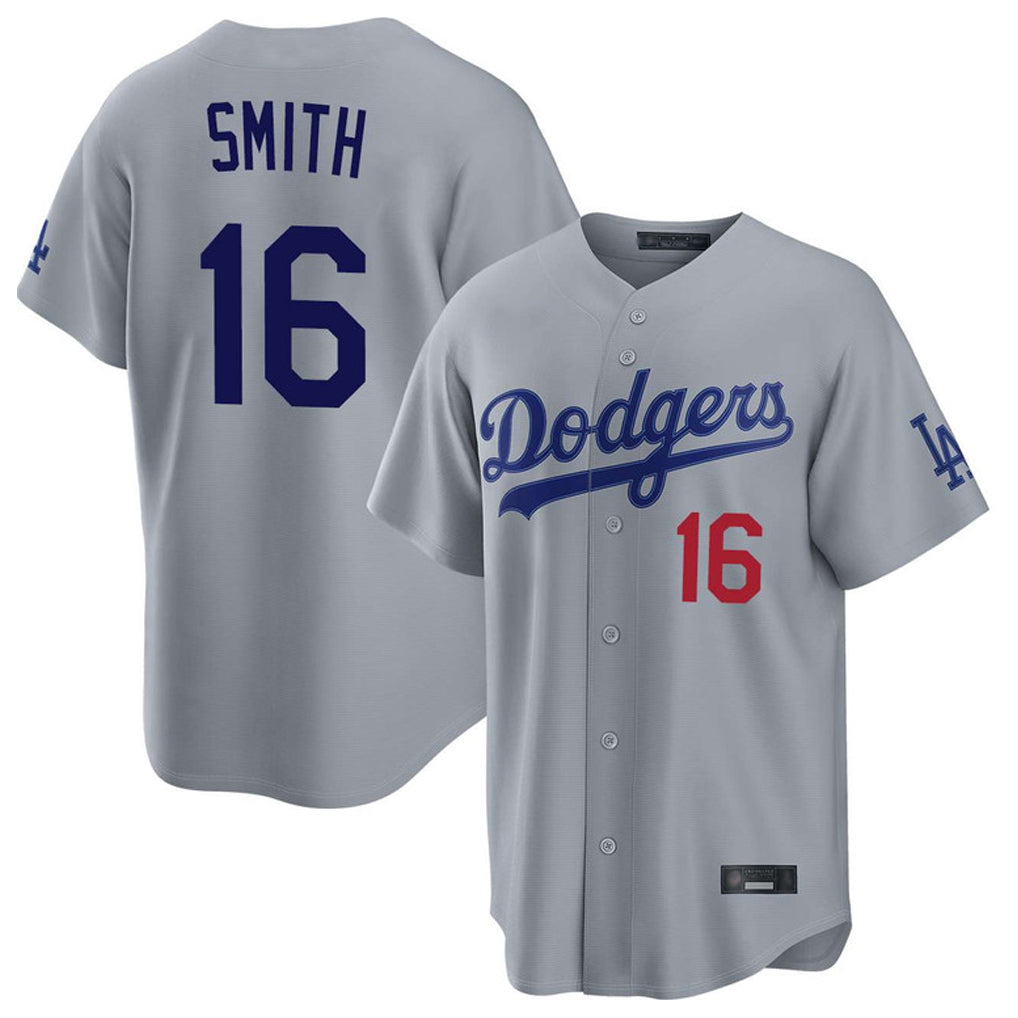 Punc LA.Dodgers #16 Will Smith Player Gray Game Home Stitched Jerseys