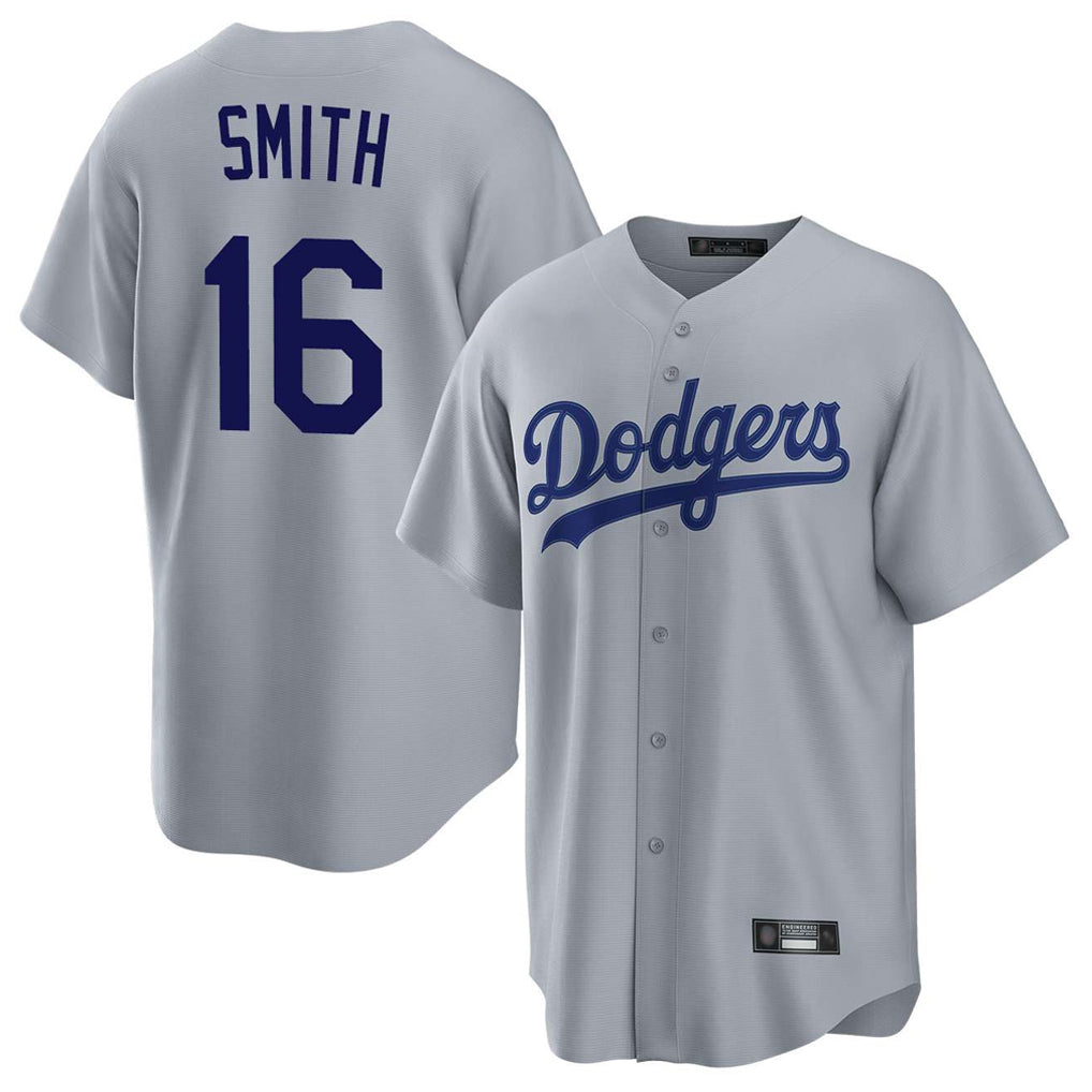 Punc LA.Dodgers #16 Will Smith Player Gray Game Stitched Jerseys
