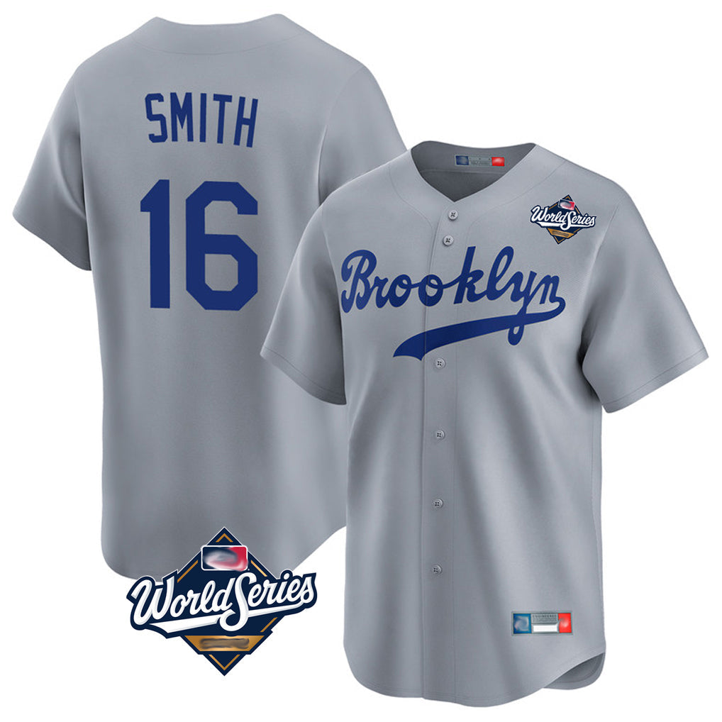 Punc LA.Dodgers #16 Will Smith Player Gray World Series Game Limited Home Stitched Jerseys