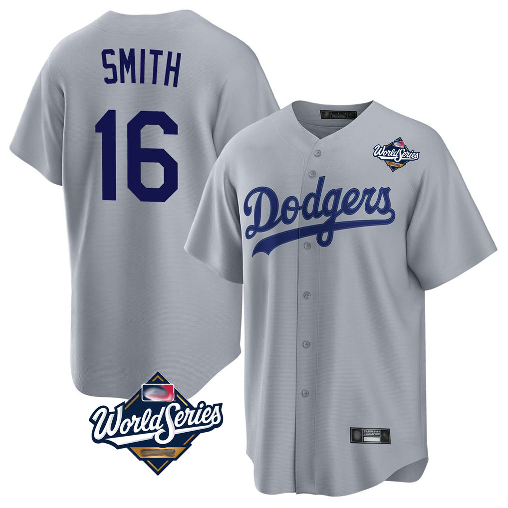 Punc LA.Dodgers #16 Will Smith Player Gray World Series Game Stitched Jerseys