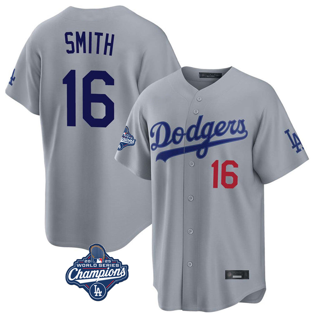 Punc LA.Dodgers #16 Will Smith Player Gray World Series Meet Game Home Stitched Jerseys