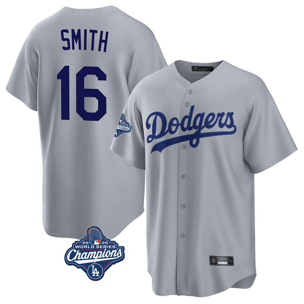 Punc LA.Dodgers #16 Will Smith Player Gray World Series Meet Game Stitched Jerseys
