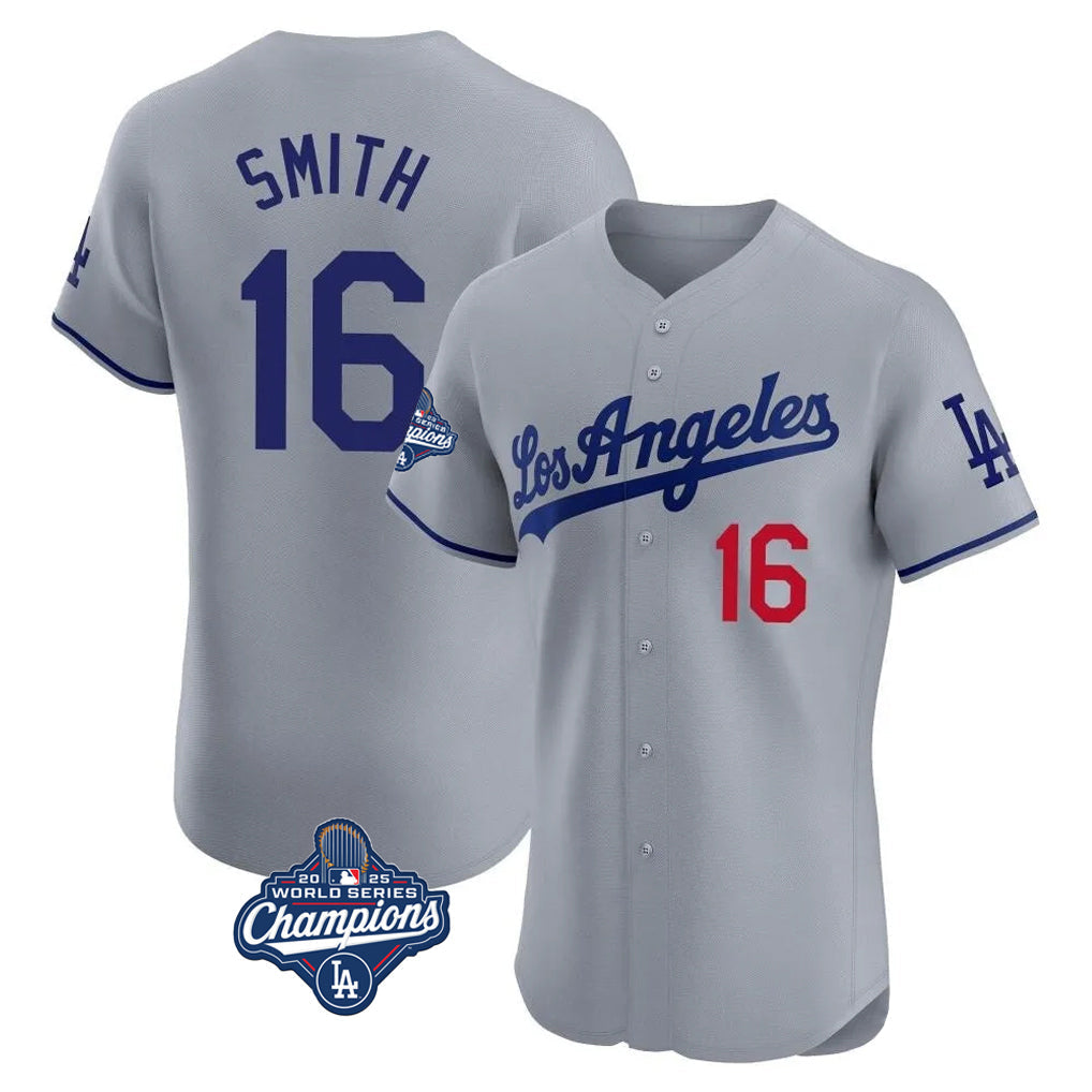 Punc LA.Dodgers #16 Will Smith Player Gray World Series Meet Limited Elite Home Stitched Jerseys