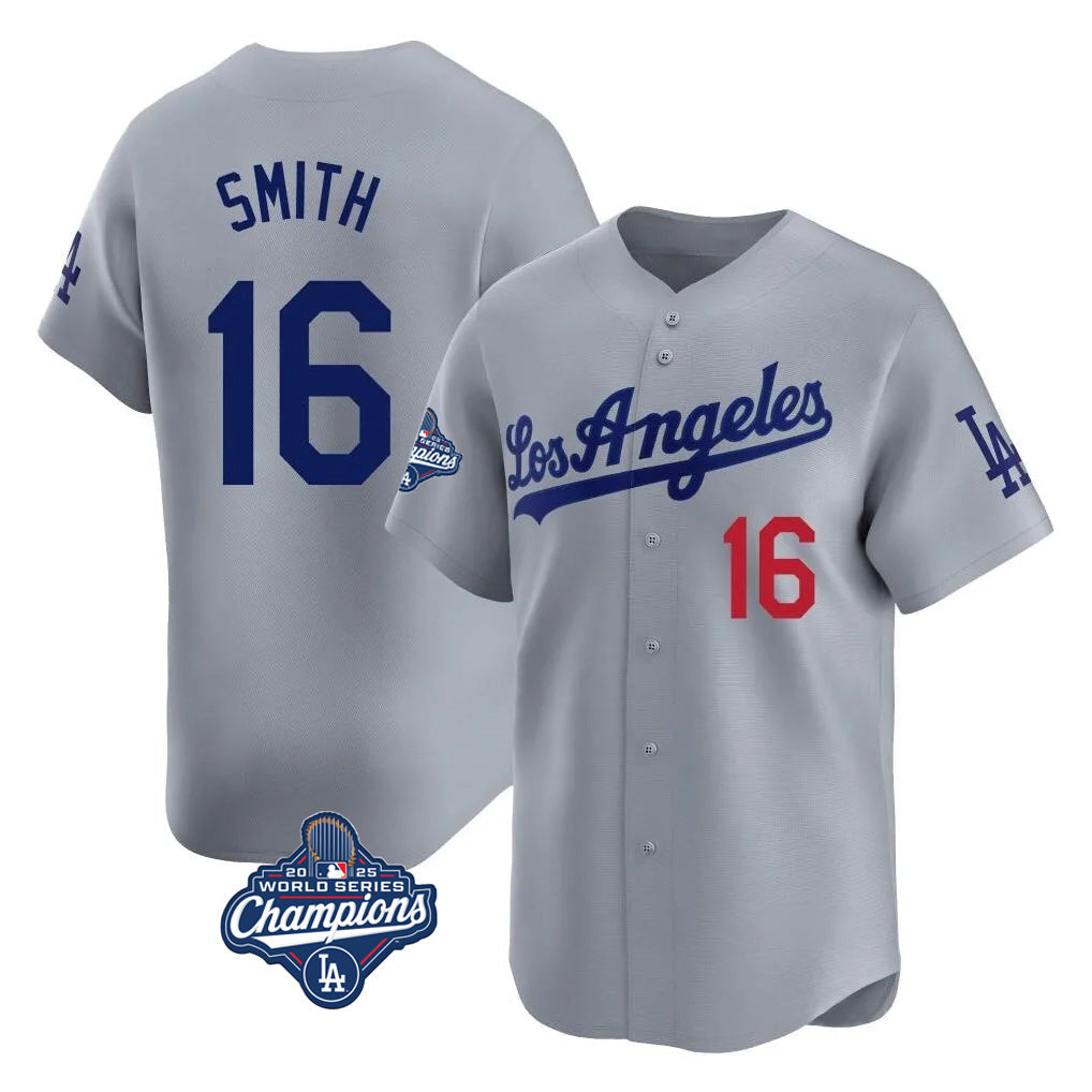 Punc LA.Dodgers #16 Will Smith Player Gray World Series Meet Limited Home Stitched Jerseys