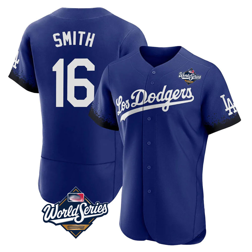 Punc LA.Dodgers #16 Will Smith Player Royal World Series City Connect Elite Home Stitched Jerseys