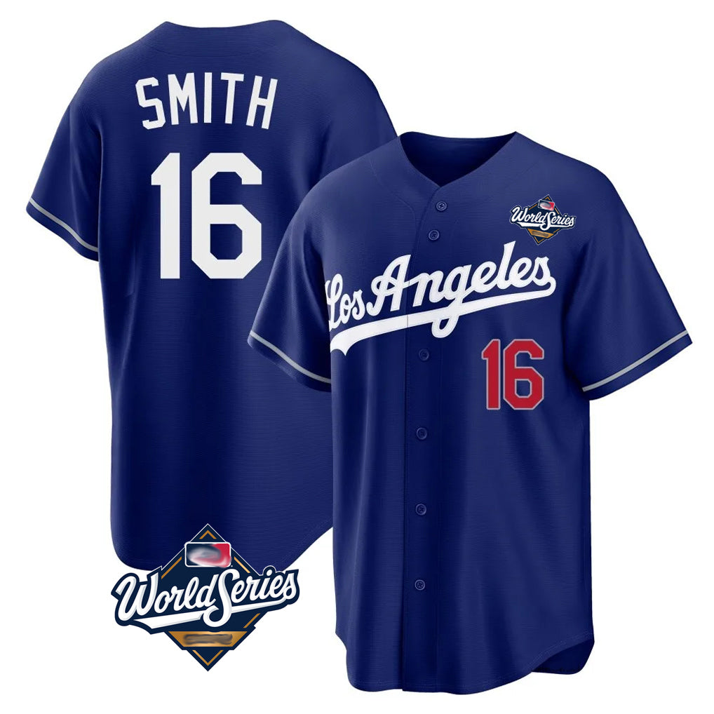 Punc LA.Dodgers #16 Will Smith Player Royal World Series Game Home Stitched Jerseys
