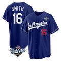 Punc LA.Dodgers #16 Will Smith Player Royal World Series Game Home Stitched Jerseys