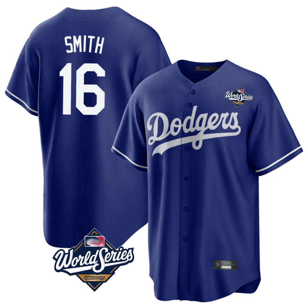 Punc LA.Dodgers #16 Will Smith Player Royal World Series Game Stitched Jerseys