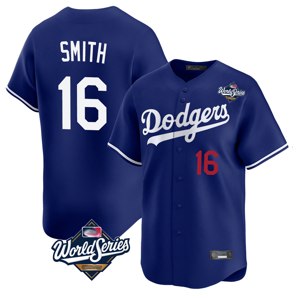 Punc LA.Dodgers #16 Will Smith Player Royal World Series Limited Home Stitched Jerseys