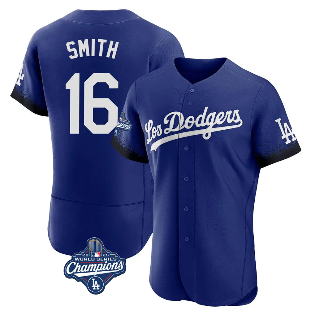 Punc LA.Dodgers #16 Will Smith Player Royal World Series Meet City Connect Elite Home Stitched Jerseys